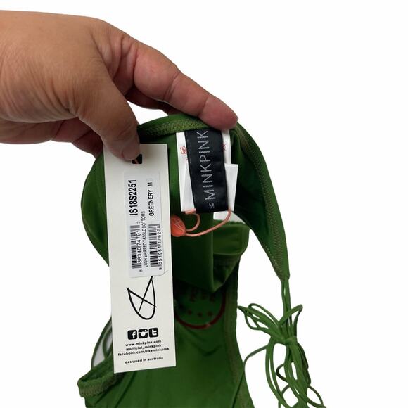 Minkpink Lush Shirred Tassle Swim Bottom Green M - Picture 5 of 8